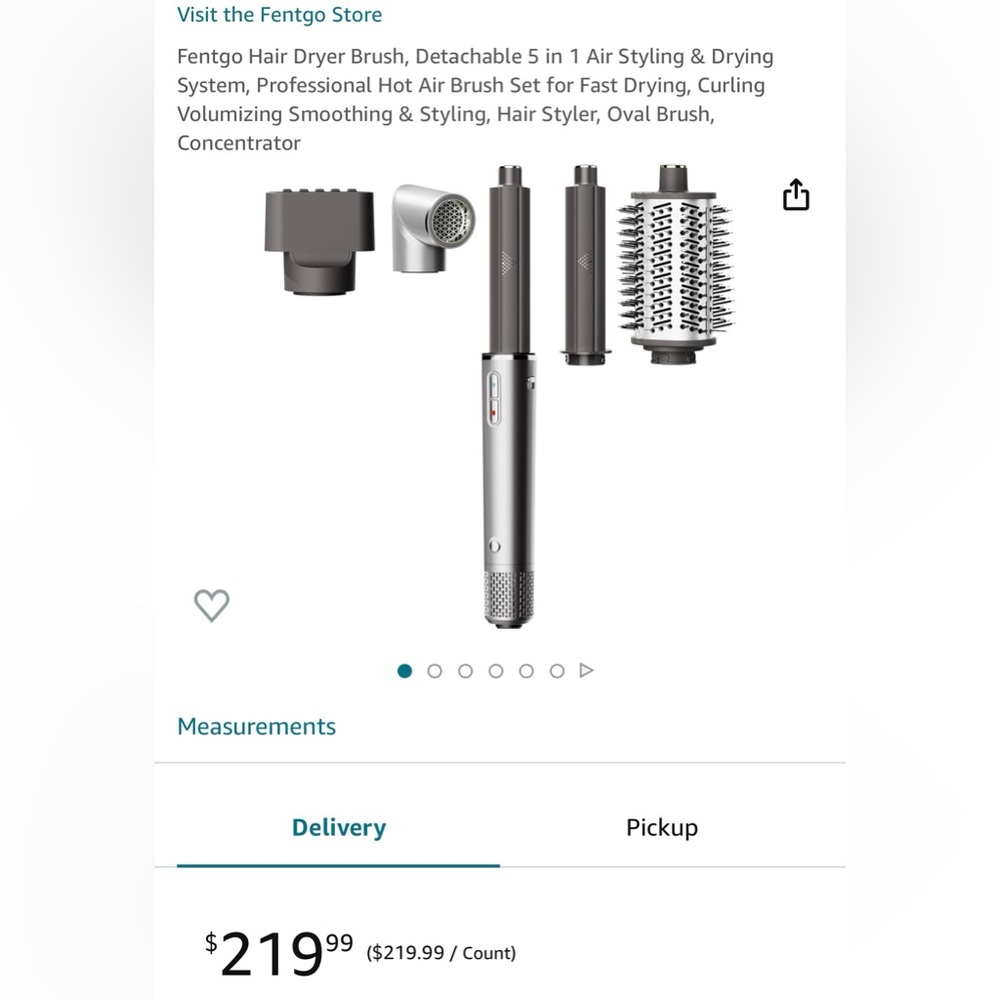 Fentgo Hair Dryer Brush Detachable 5 in 1 Air Styling & Drying System